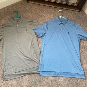 Polo Ralph Lauren Performance Polo Shirt Men’s Medium M Gray Blue LOT OF 2